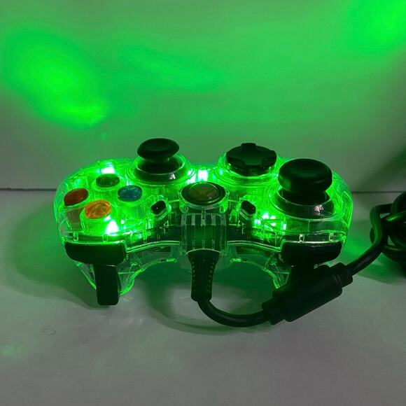 Xbox 360 Transparent Wired Controller Pad afterglow Clear Green LED - Picture 7 of 9